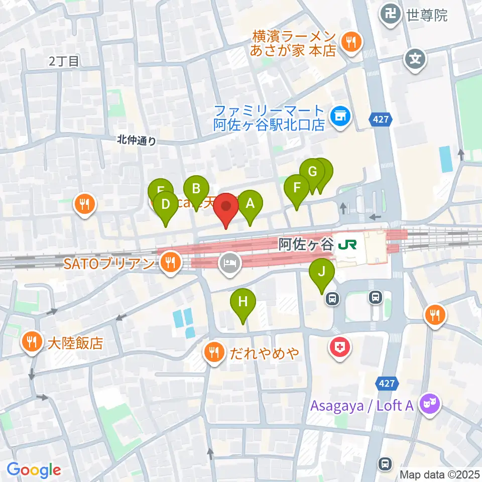 阿佐ヶ谷マンハッタン周辺のカフェ一覧地図