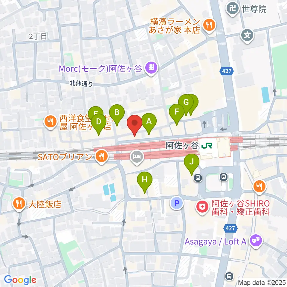 阿佐ヶ谷マンハッタン周辺のカフェ一覧地図