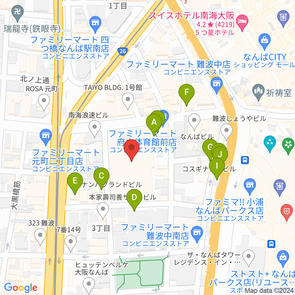 エディオンアリーナ大阪周辺のカフェ一覧地図