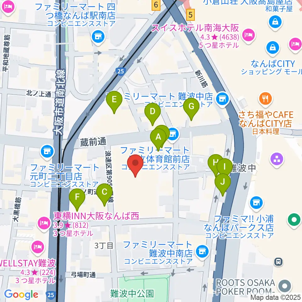 エディオンアリーナ大阪周辺のカフェ一覧地図