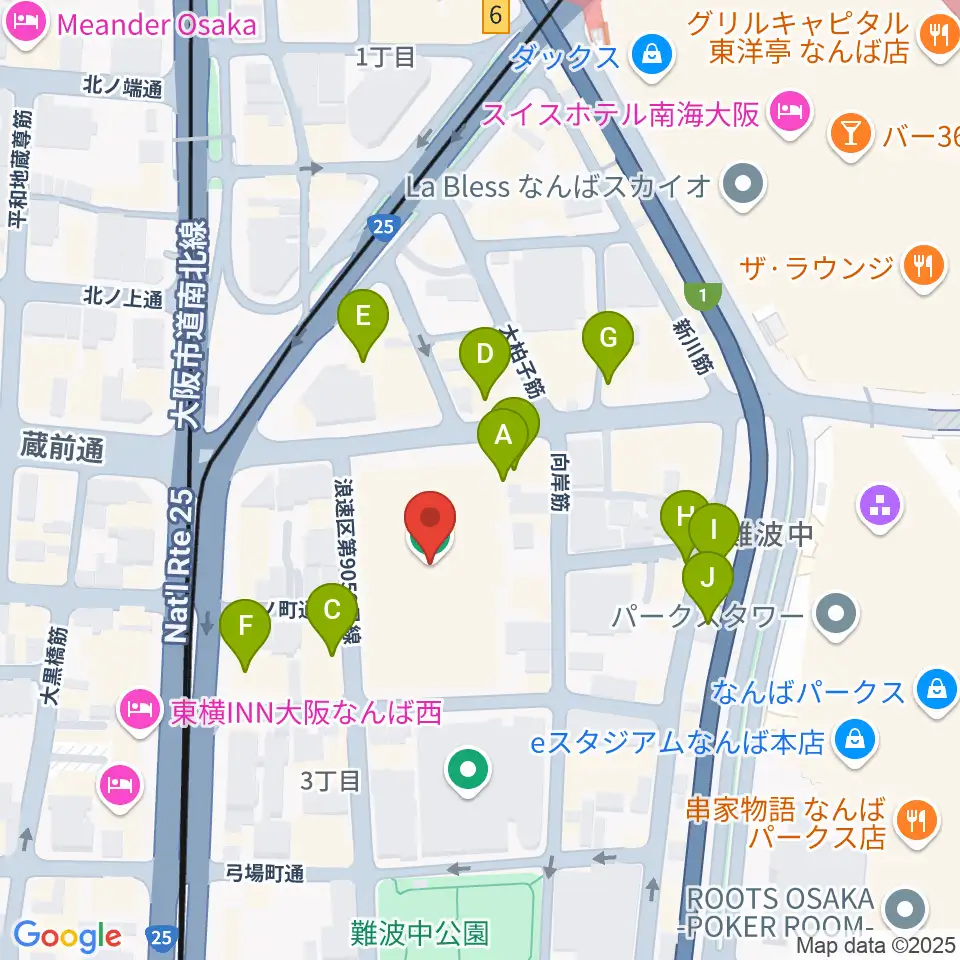 エディオンアリーナ大阪周辺のカフェ一覧地図