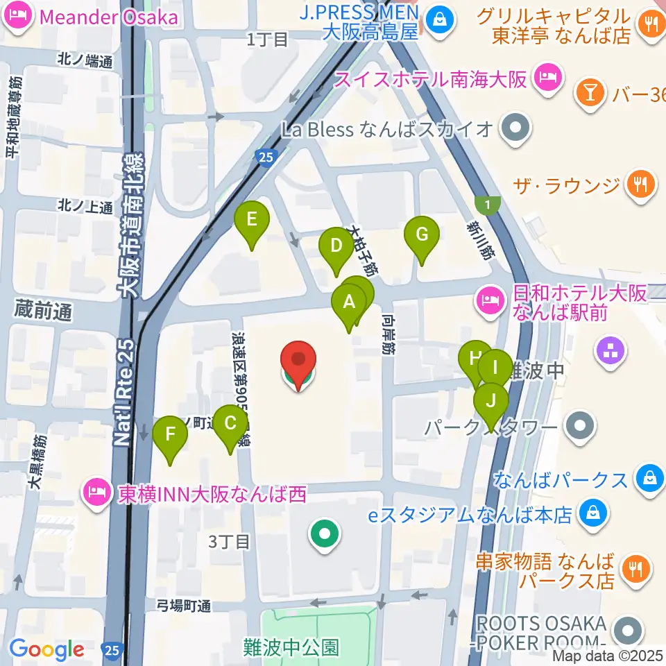 エディオンアリーナ大阪周辺のカフェ一覧地図