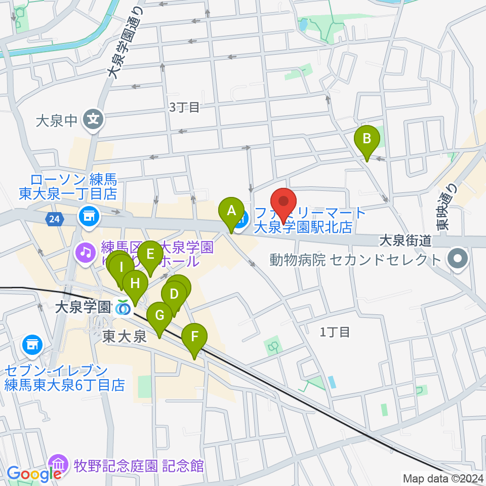 大泉学園 in F（インエフ）周辺のカフェ一覧地図