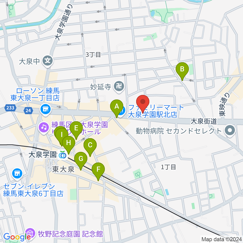 大泉学園 in F（インエフ）周辺のカフェ一覧地図