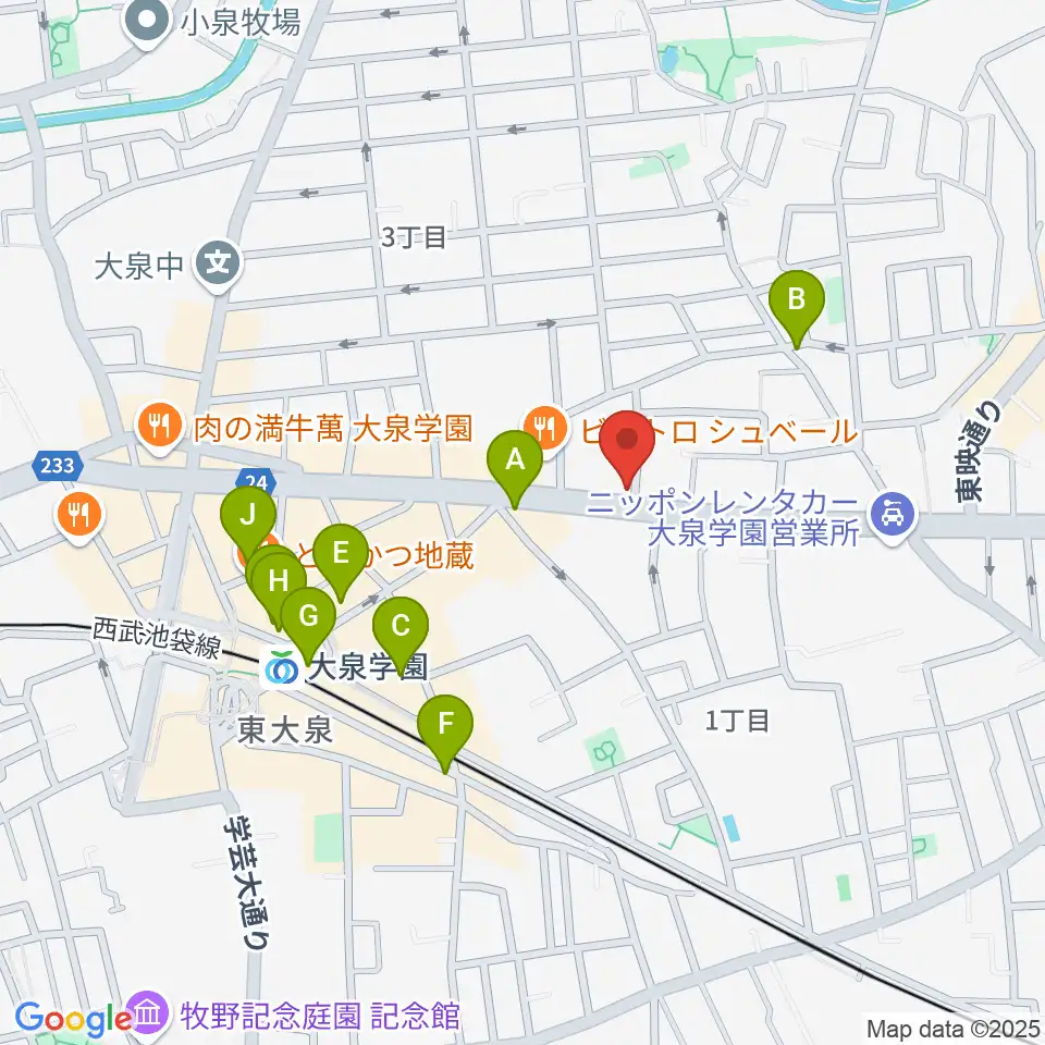 大泉学園 in F(インエフ)周辺のカフェ一覧地図