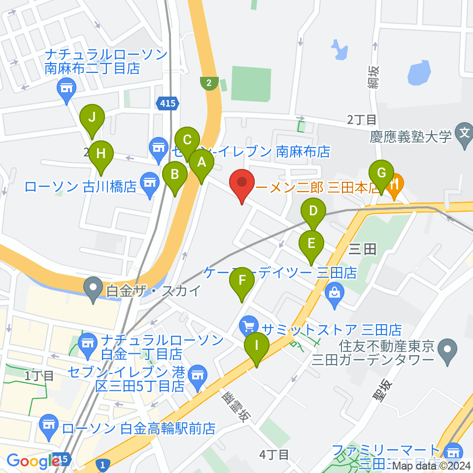 白金高輪セレネb2周辺のカフェ一覧地図