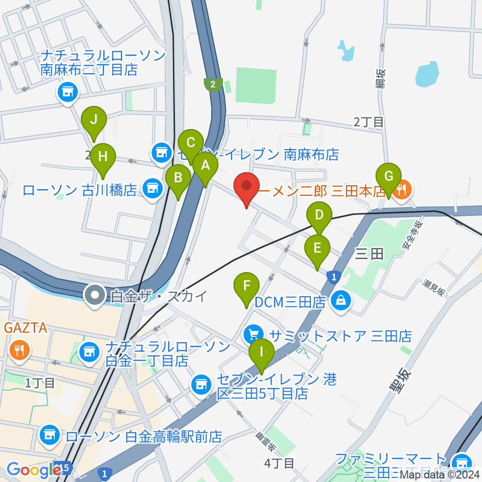 白金高輪セレネb2周辺のカフェ一覧地図