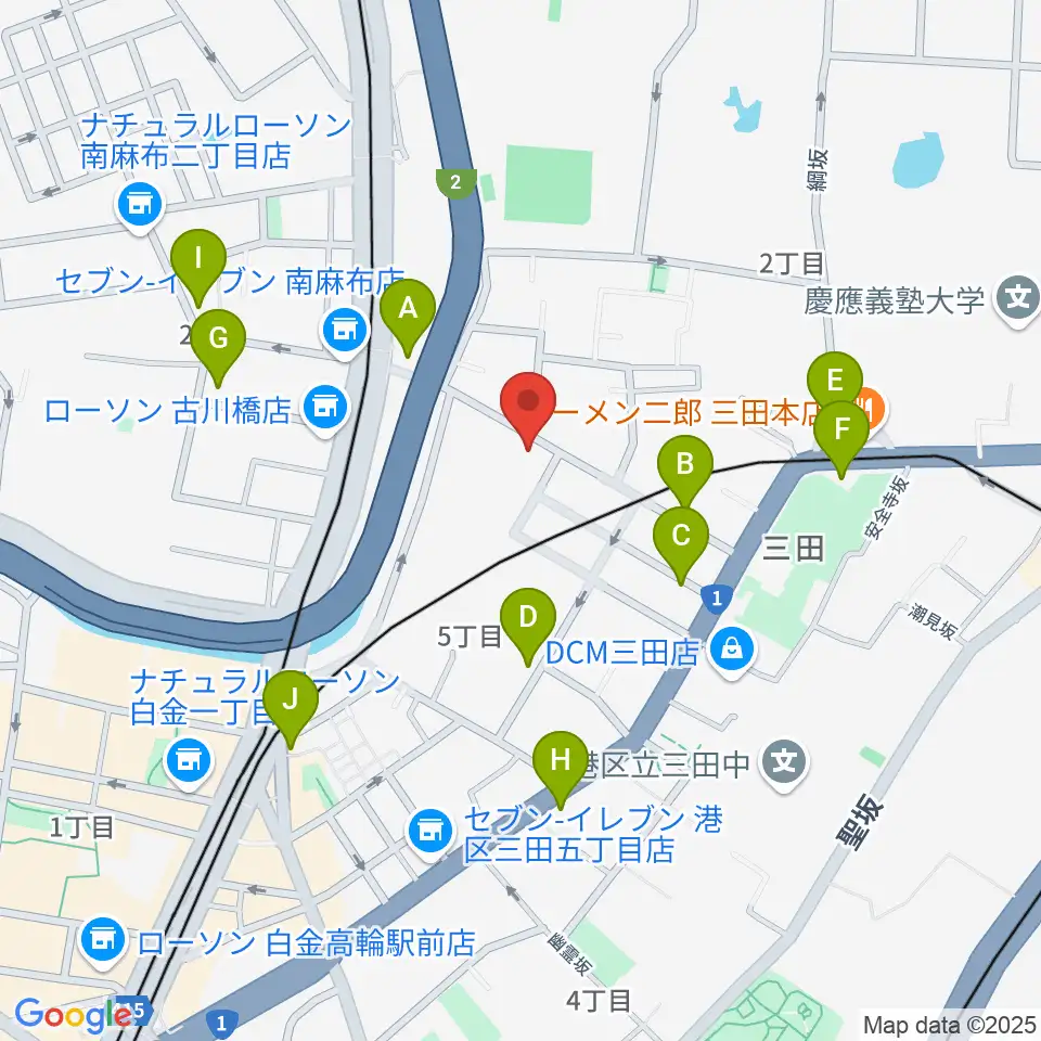白金高輪セレネb2周辺のカフェ一覧地図