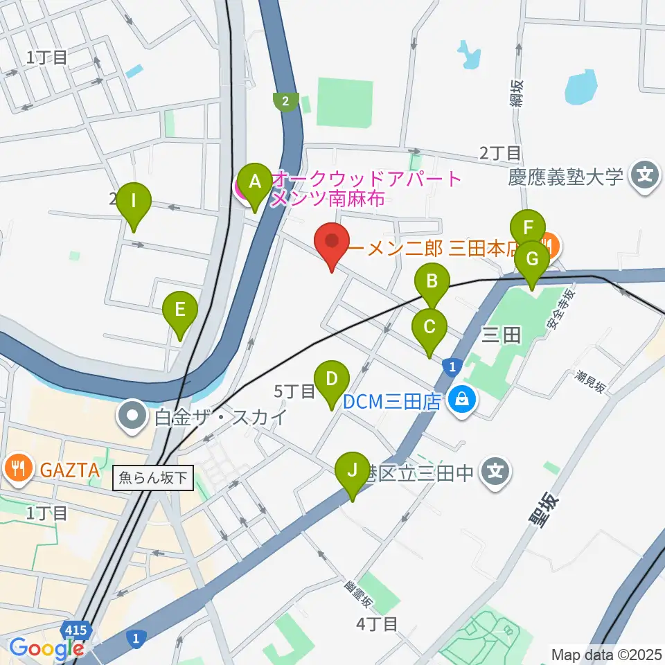 白金高輪セレネb2周辺のカフェ一覧地図