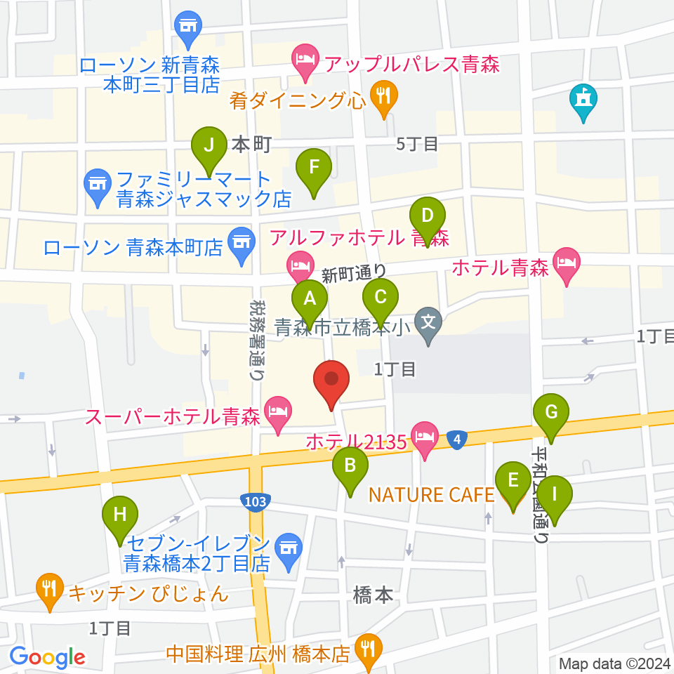 Bears青森周辺のカフェ一覧地図