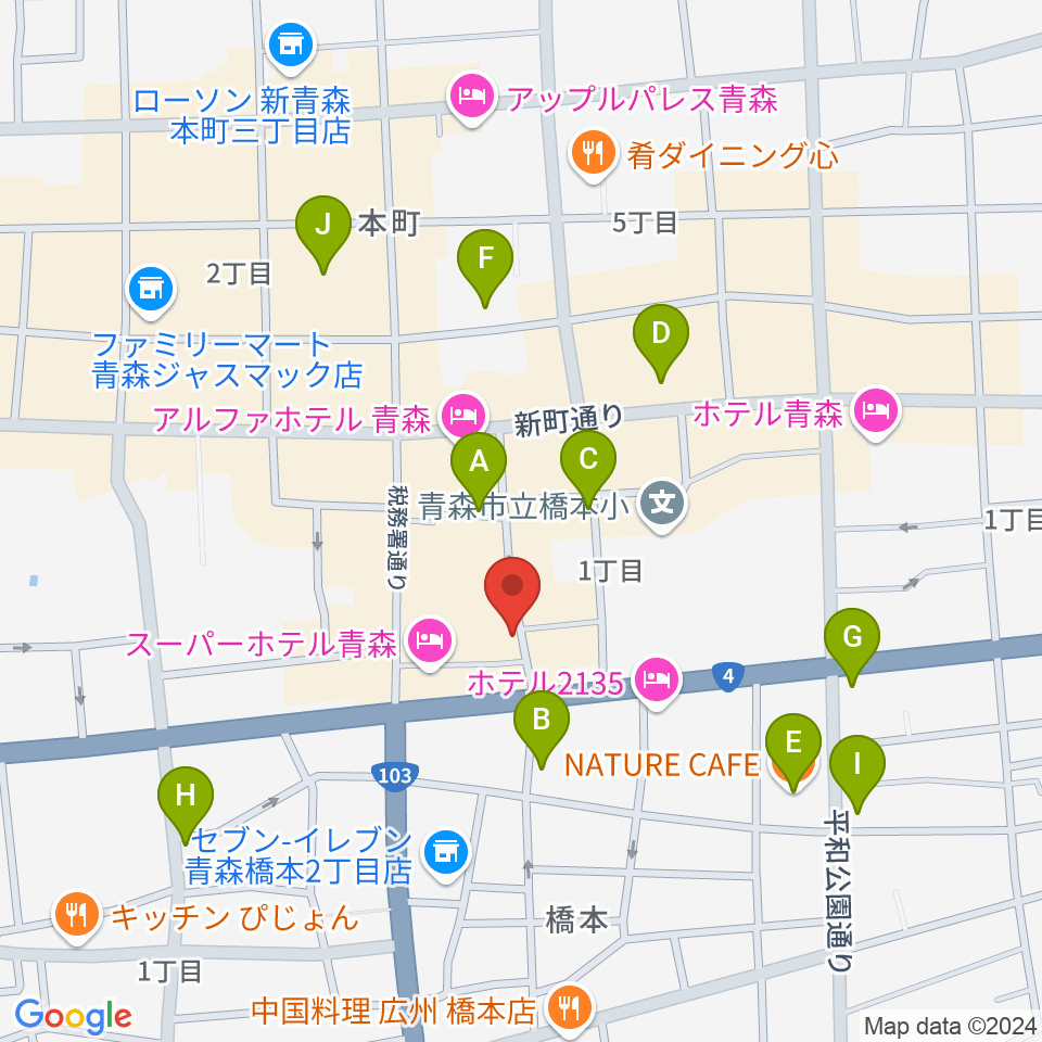 Bears青森周辺のカフェ一覧地図