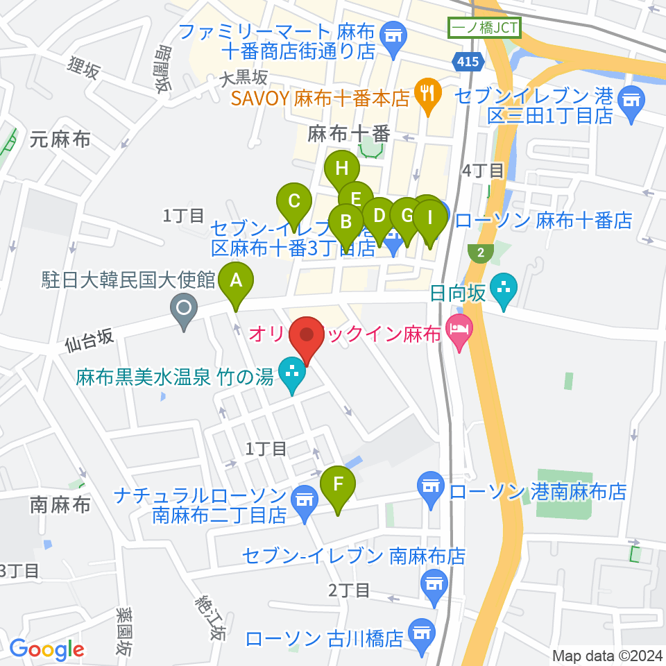 TOKYO麻布ミュージックセンター周辺のカフェ一覧地図