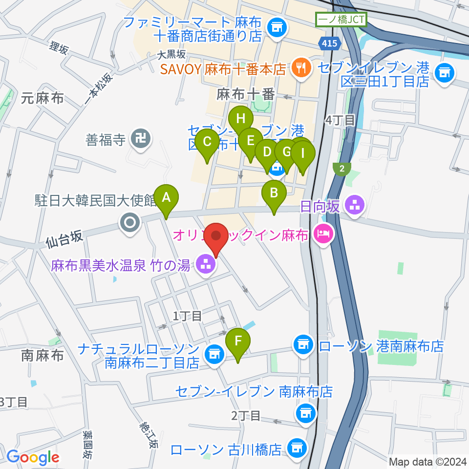 TOKYO麻布ミュージックセンター周辺のカフェ一覧地図