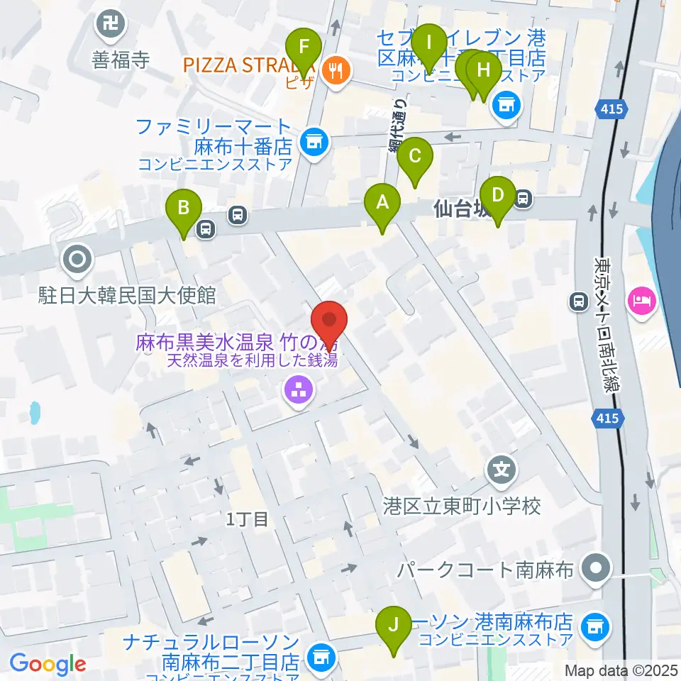 TOKYO麻布ミュージックセンター周辺のカフェ一覧地図