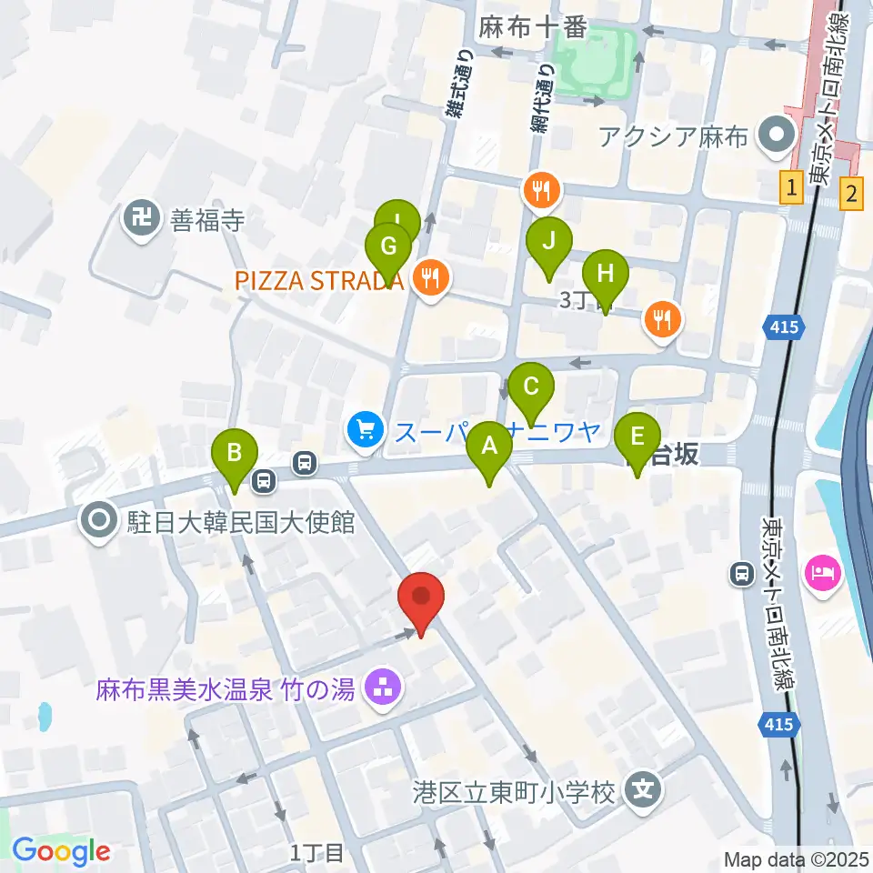 TOKYO麻布ミュージックセンター周辺のカフェ一覧地図