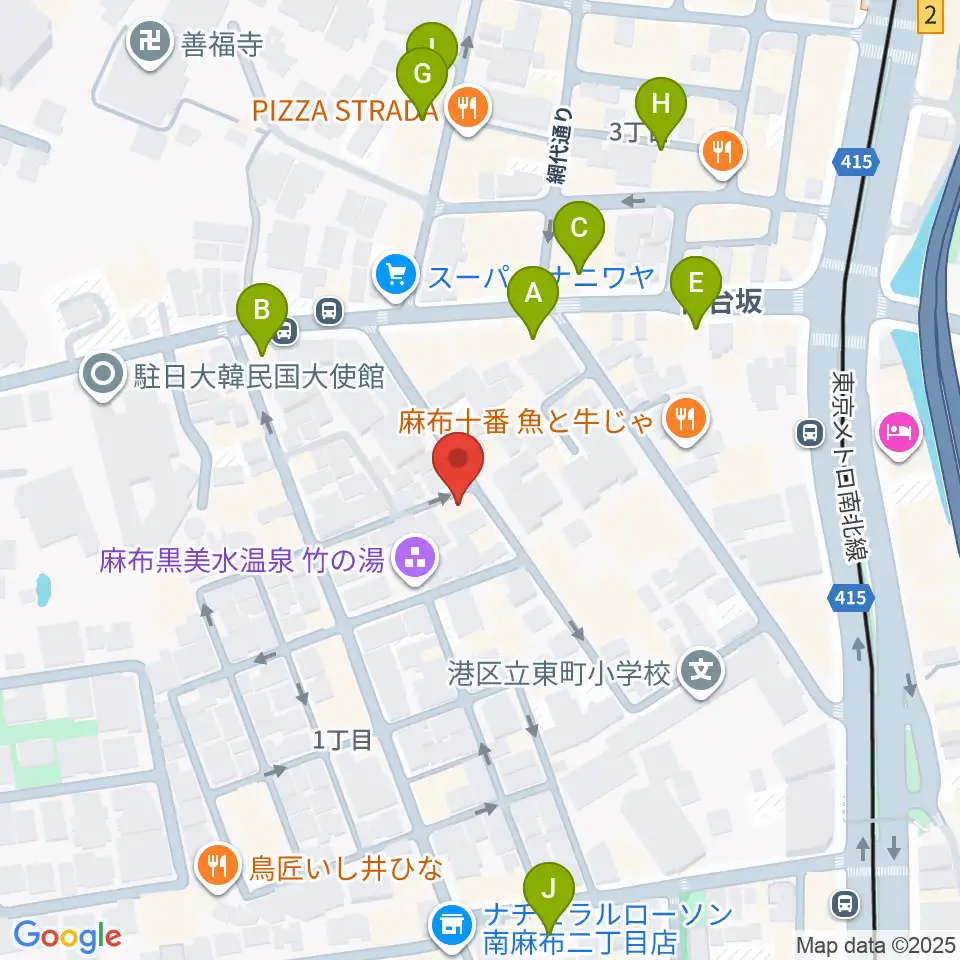 TOKYO麻布ミュージックセンター周辺のカフェ一覧地図