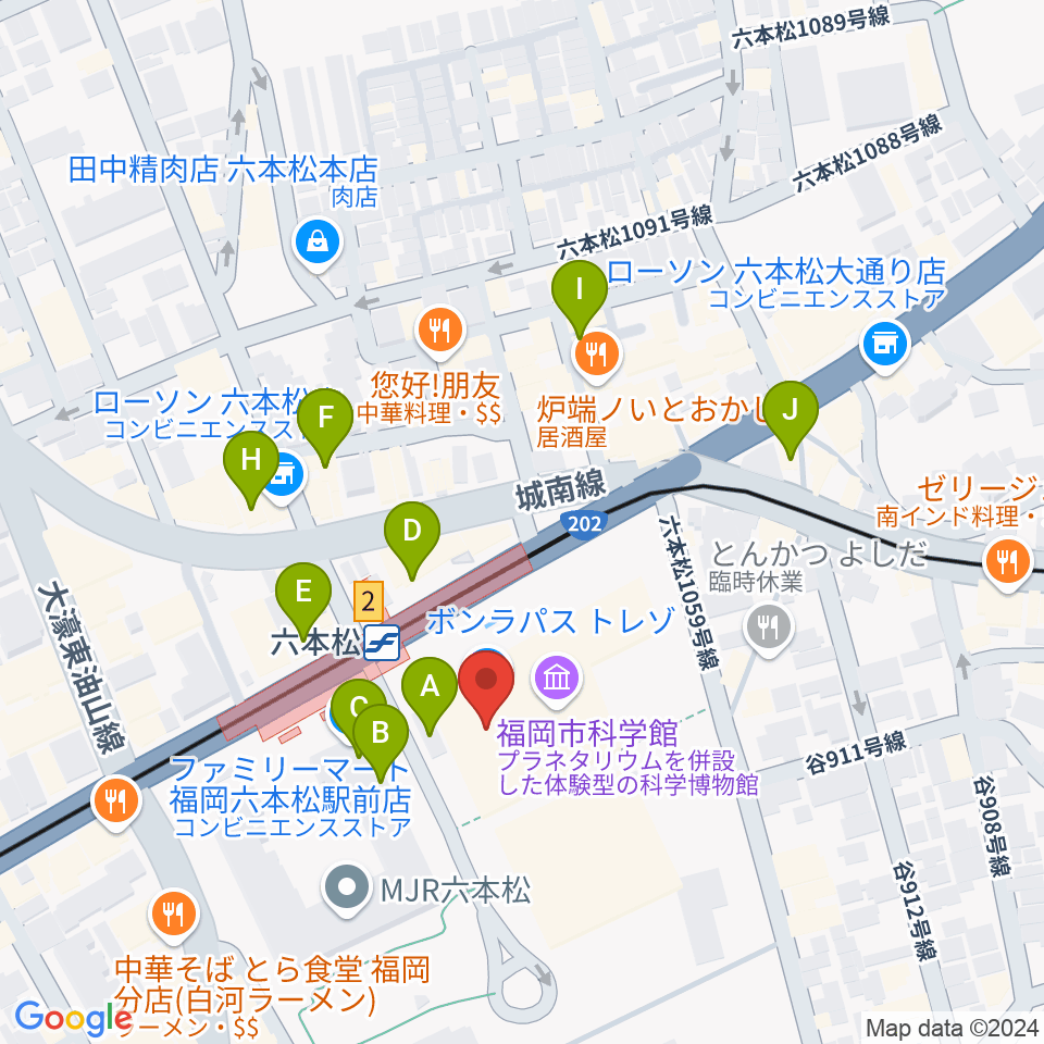 福岡市科学館周辺のカフェ一覧地図