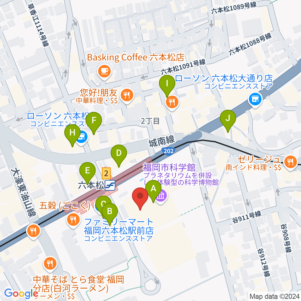 福岡市科学館周辺のカフェ一覧地図