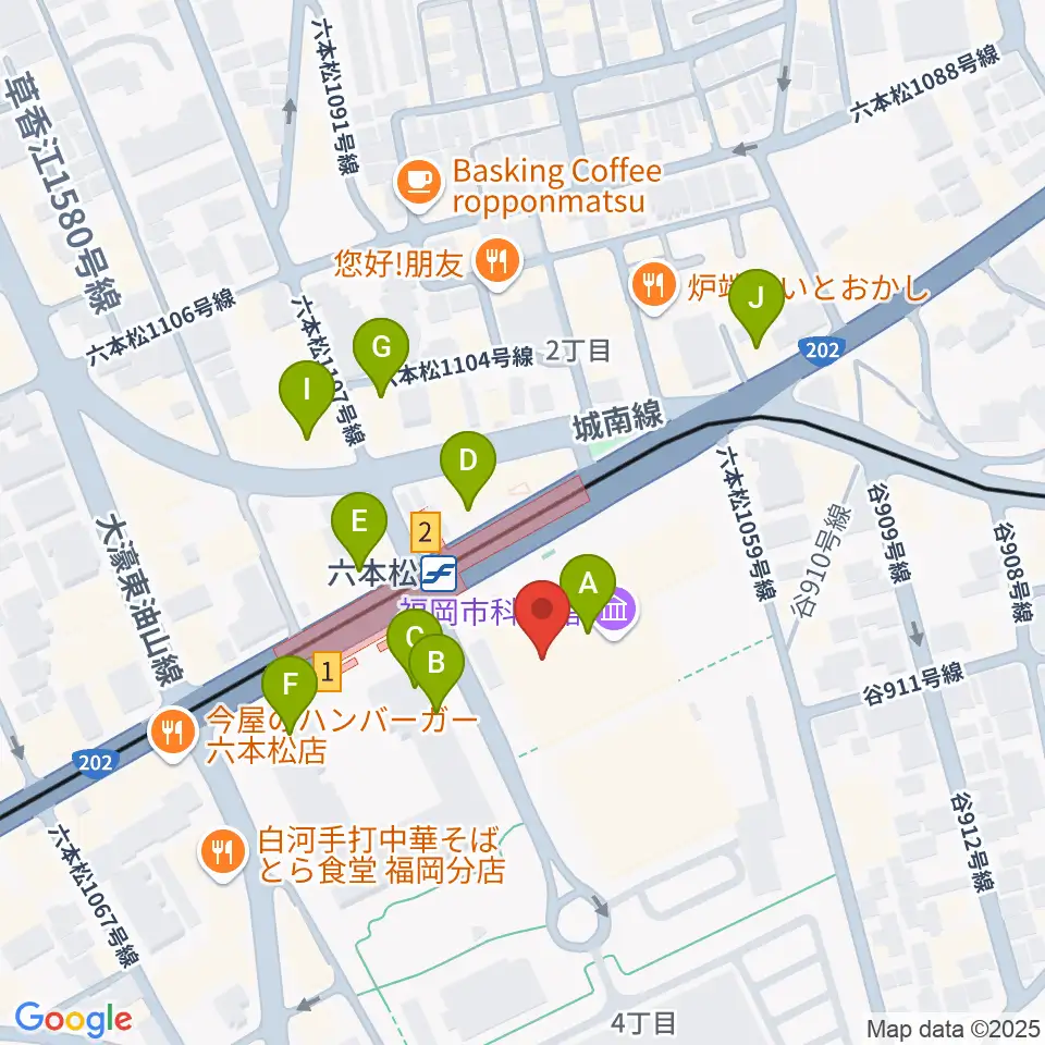 福岡市科学館周辺のカフェ一覧地図