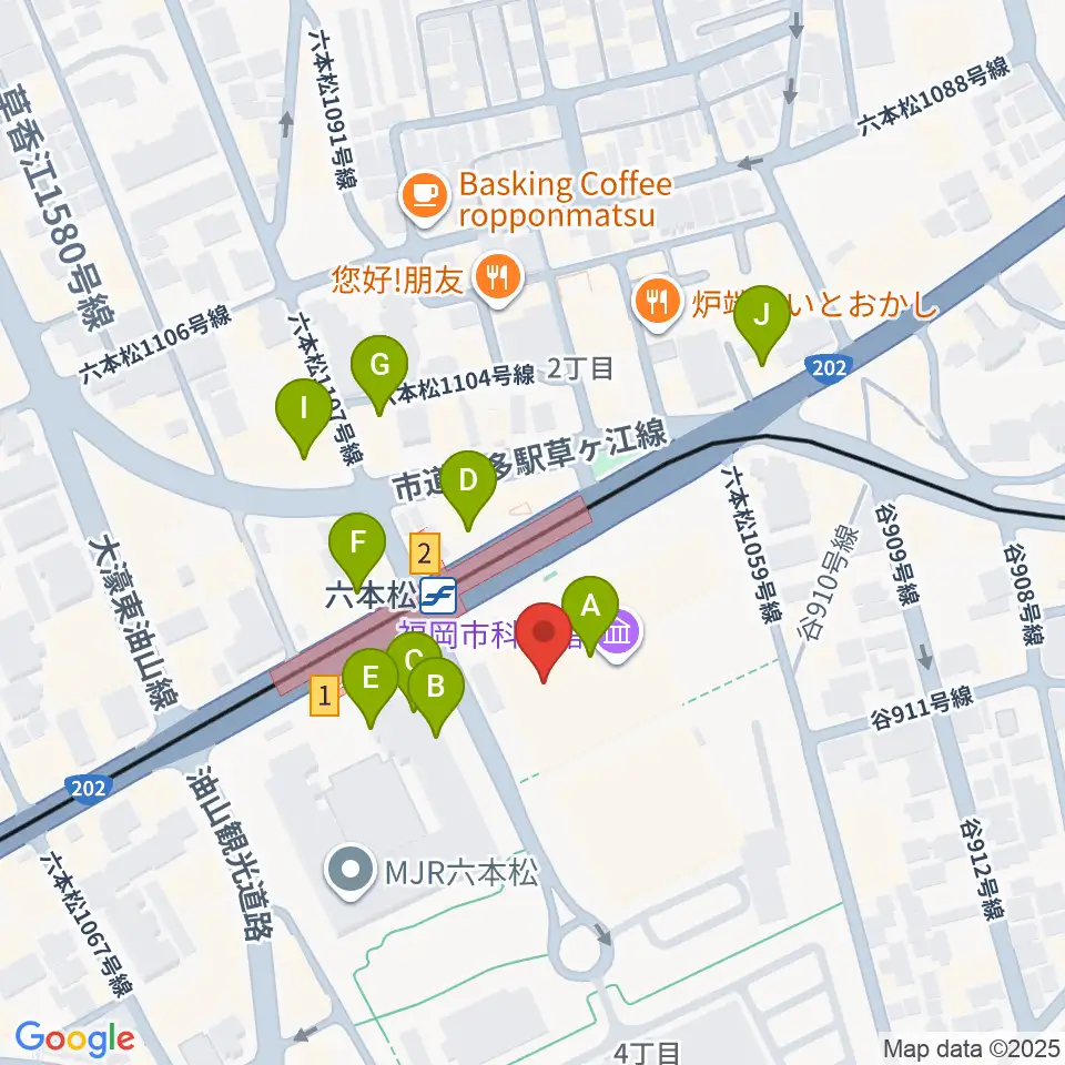 福岡市科学館周辺のカフェ一覧地図
