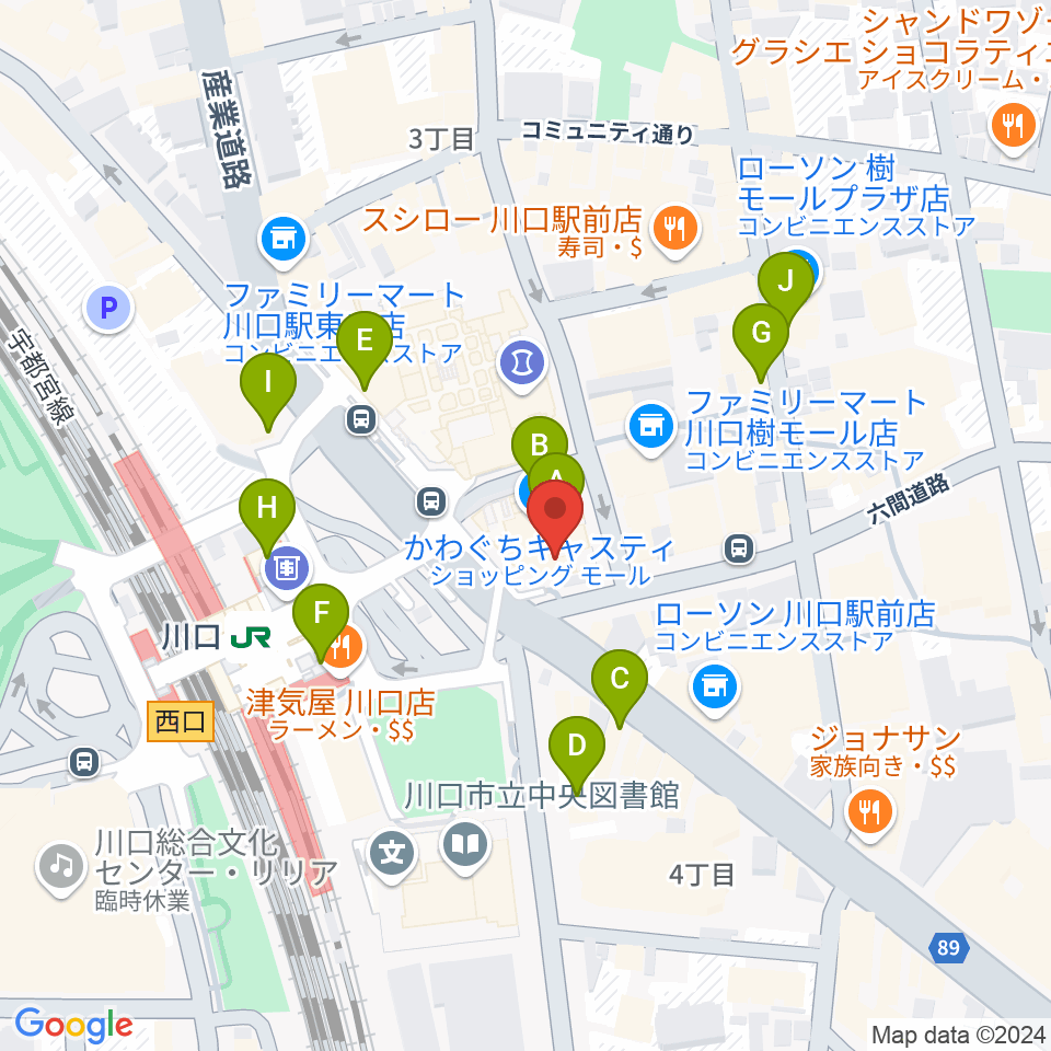 島村楽器 かわぐちキャスティ店周辺のカフェ一覧地図