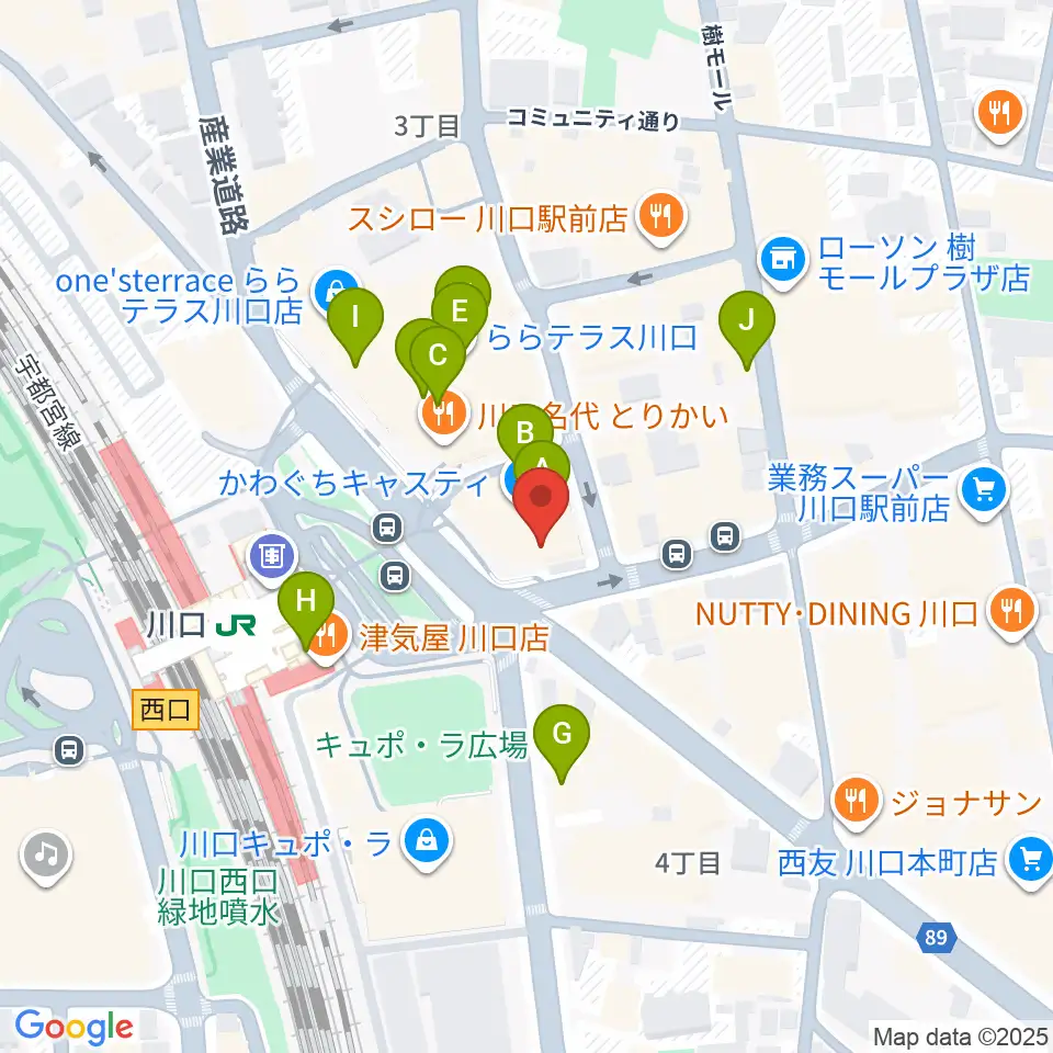 島村楽器 かわぐちキャスティ店周辺のカフェ一覧地図