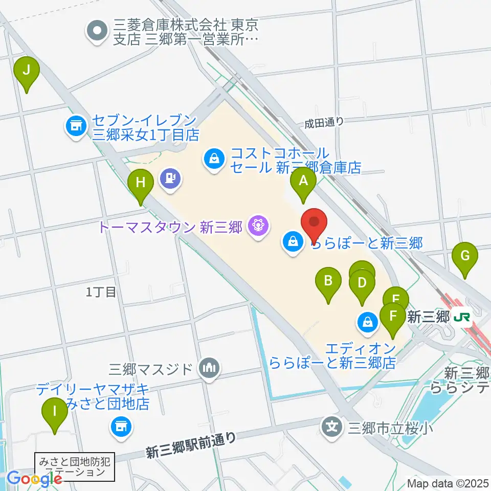 島村楽器 ららぽーと新三郷店周辺のカフェ一覧地図