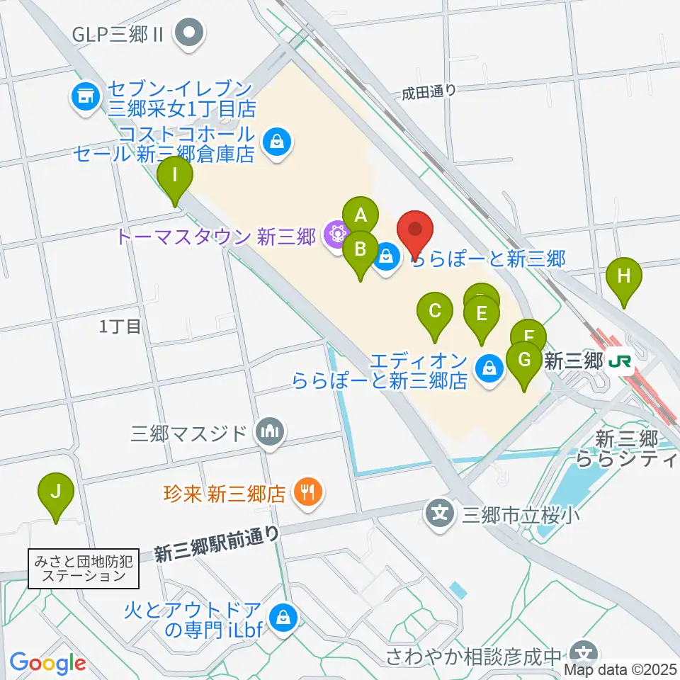 島村楽器 ららぽーと新三郷店周辺のカフェ一覧地図