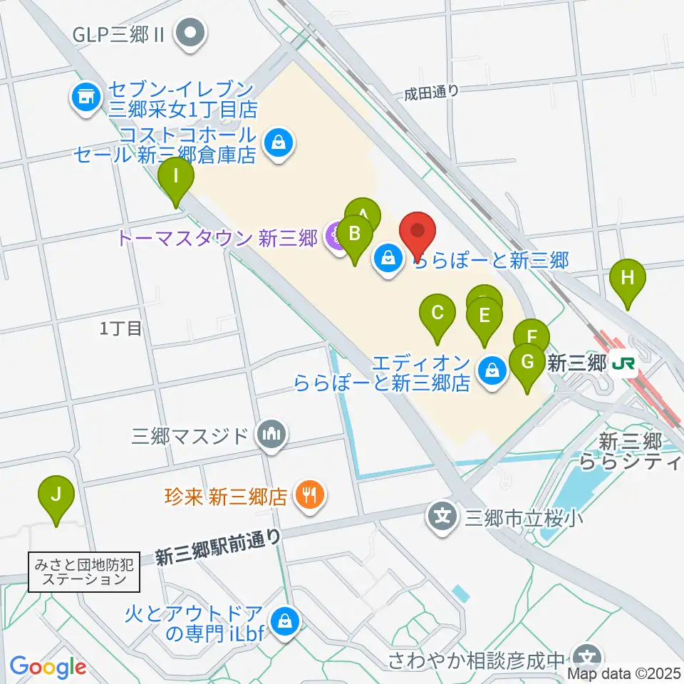 島村楽器 ららぽーと新三郷店周辺のカフェ一覧地図