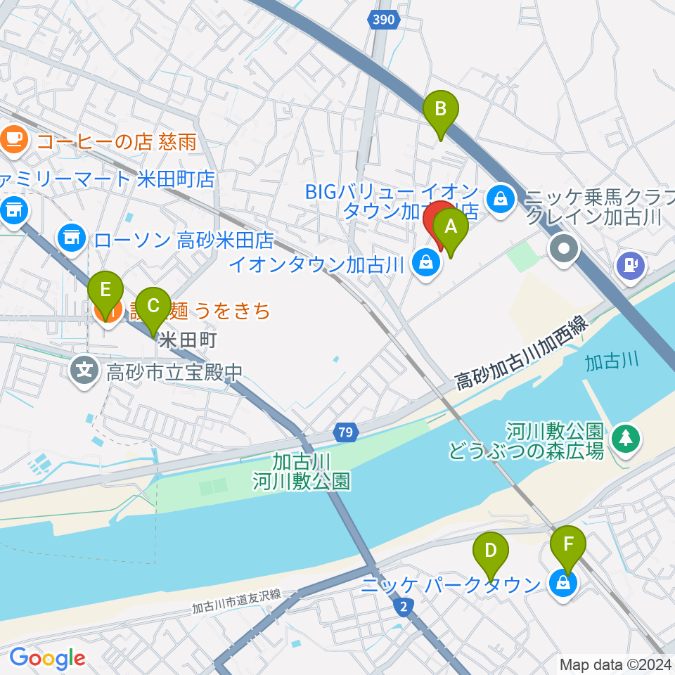 森岡楽器 加古川店ウィンズサテライト周辺のカフェ一覧地図