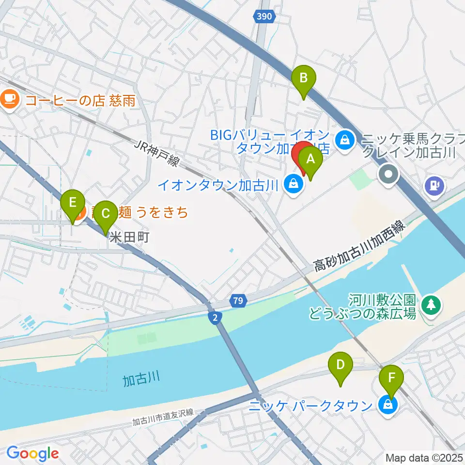 森岡楽器 加古川店ウィンズサテライト周辺のカフェ一覧地図