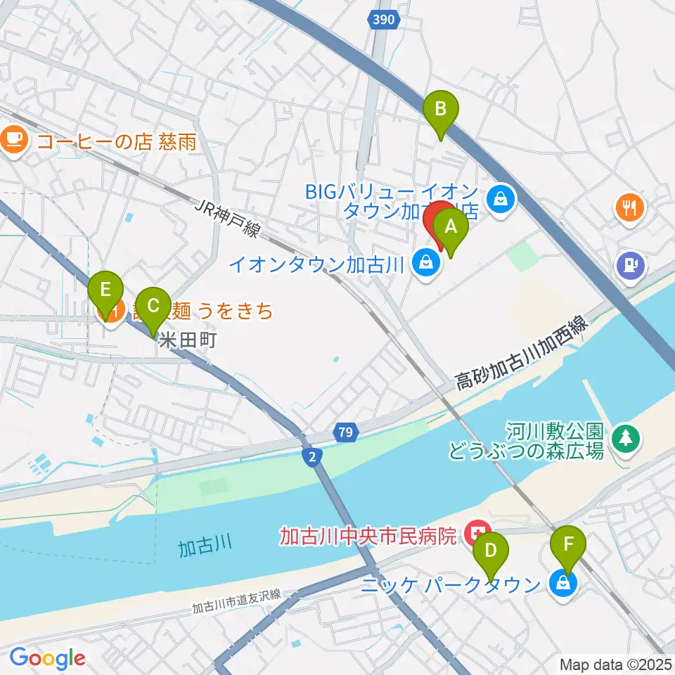 森岡楽器 加古川店ウィンズサテライト周辺のカフェ一覧地図