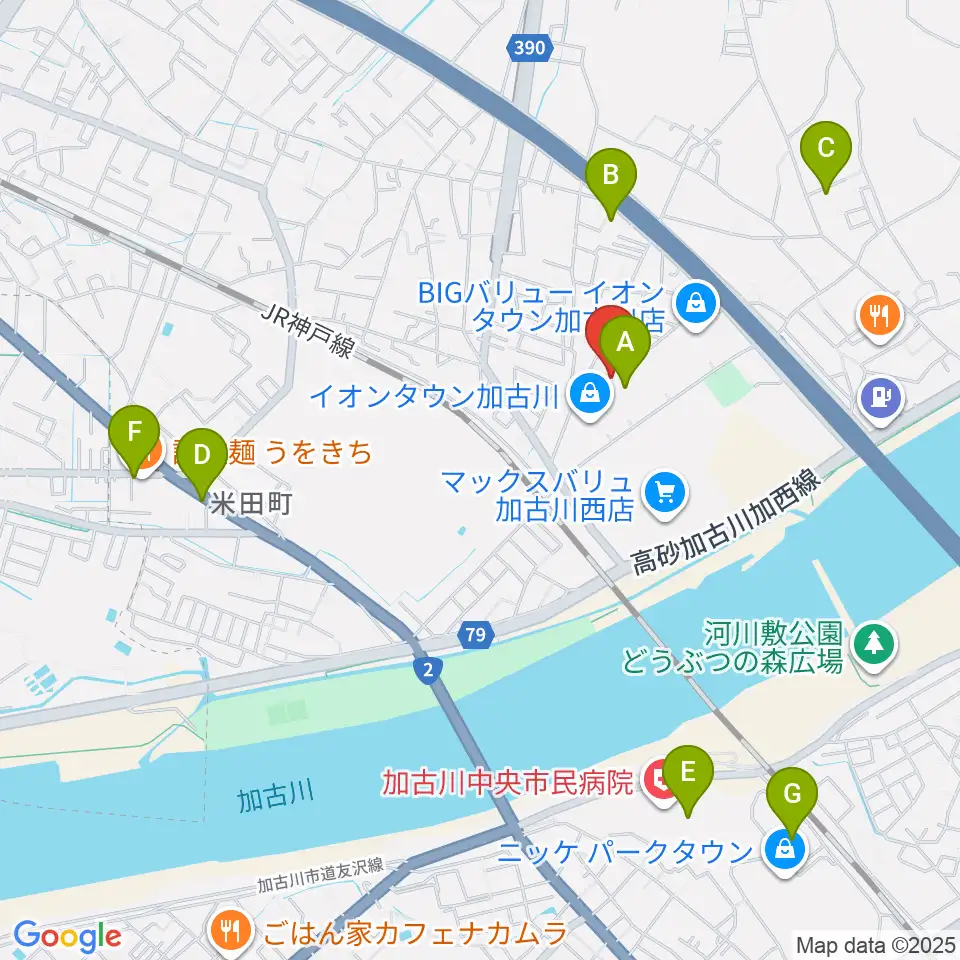 森岡楽器 加古川店ウィンズサテライト周辺のカフェ一覧地図