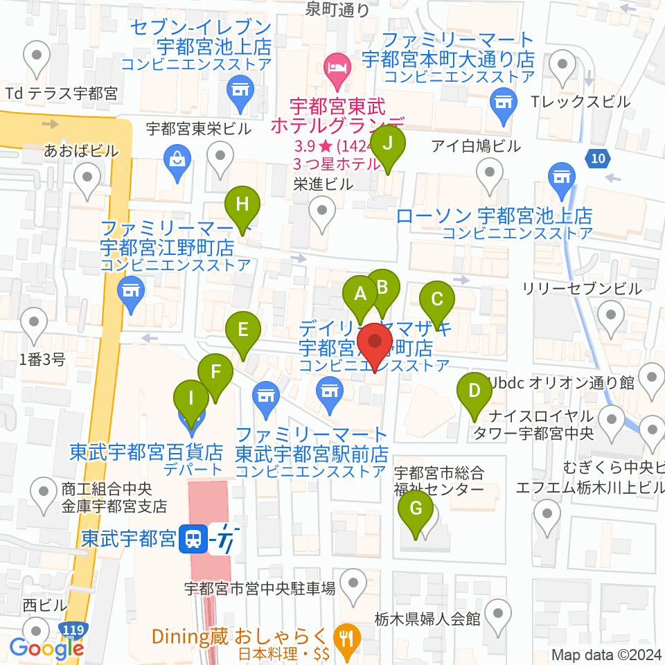 ミヤラジ 宇都宮コミュニティFM周辺のカフェ一覧地図
