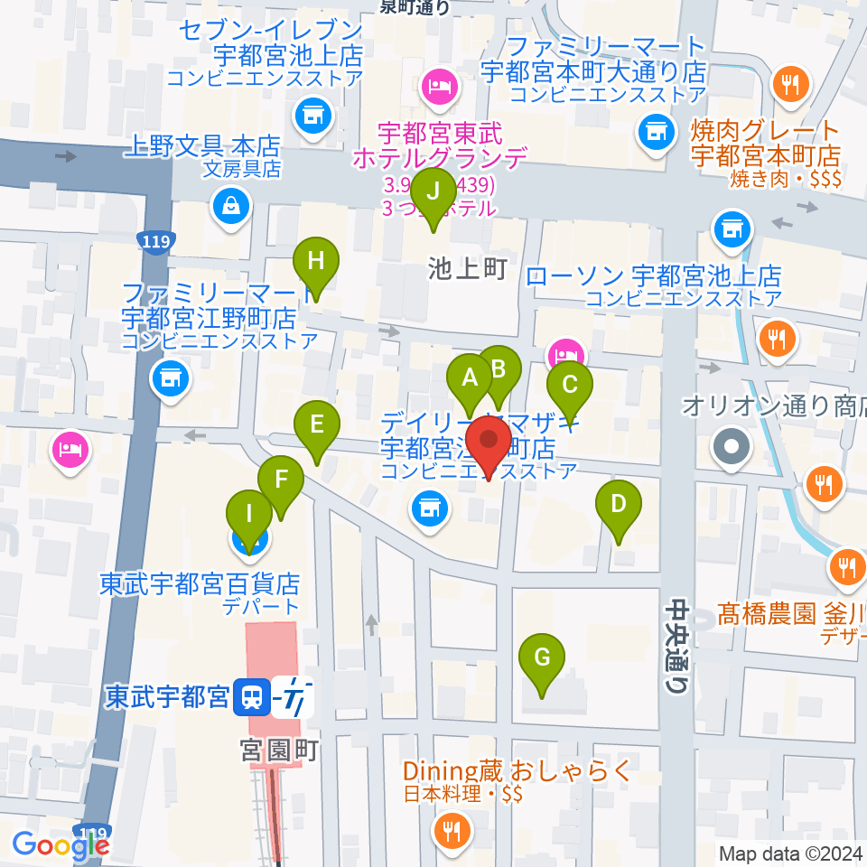 ミヤラジ 宇都宮コミュニティFM周辺のカフェ一覧地図