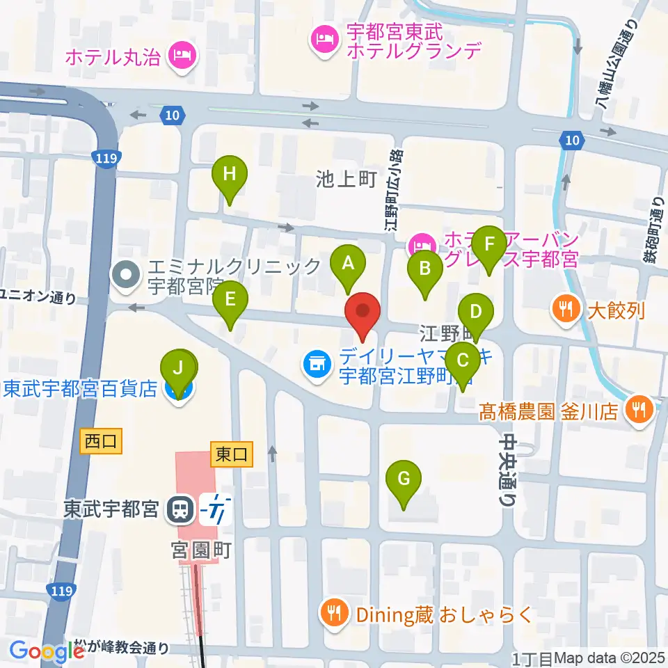 ミヤラジ 宇都宮コミュニティFM周辺のカフェ一覧地図