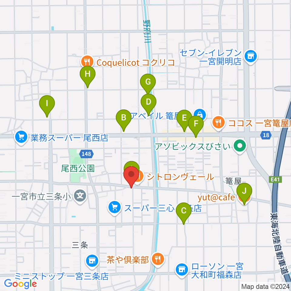 Guitar Shop SOUNDNINE周辺のカフェ一覧地図