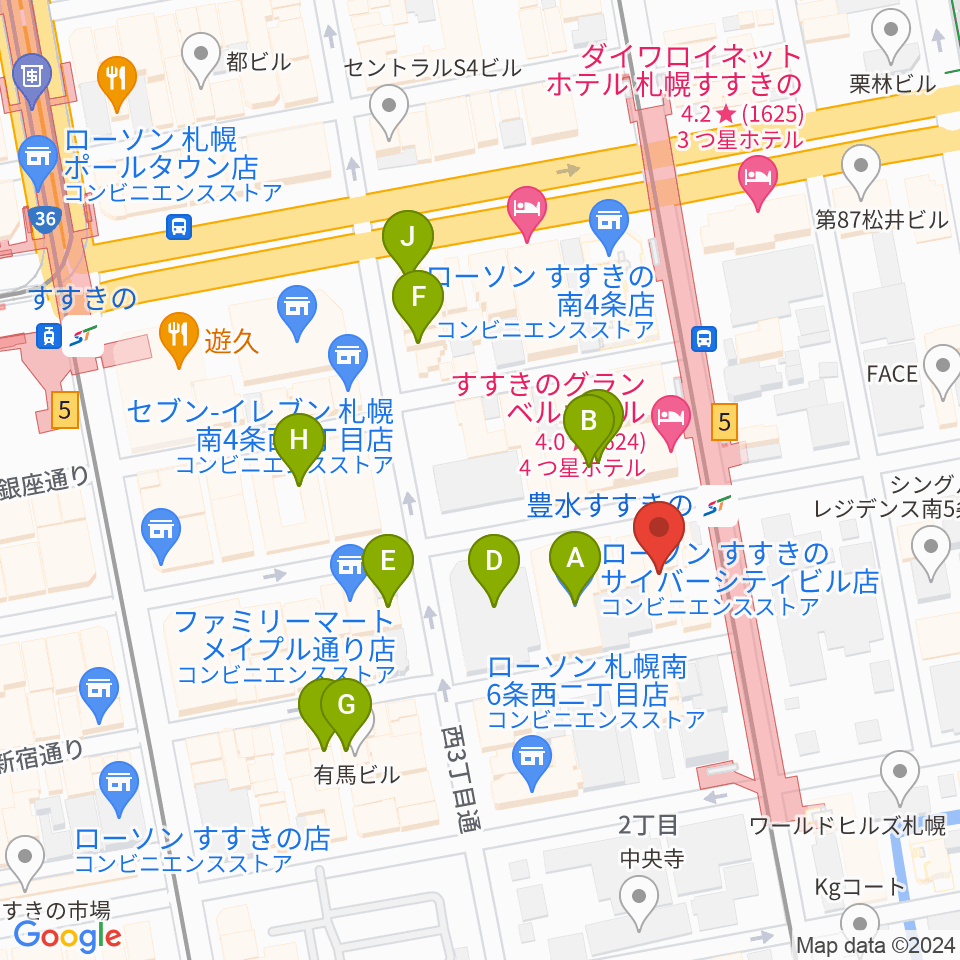 札幌DAY BY DAY周辺のカフェ一覧地図