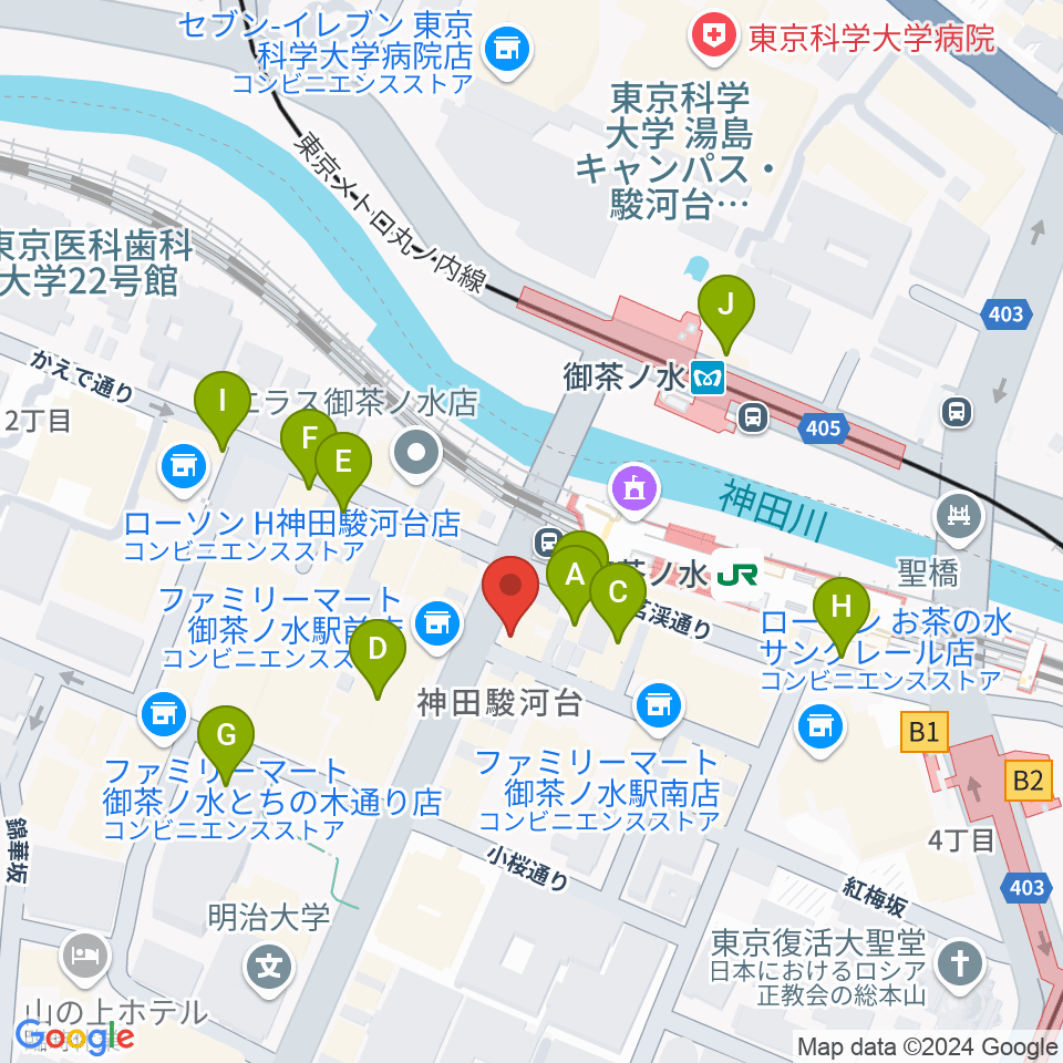 クロサワウインドお茶の水店周辺のカフェ一覧地図