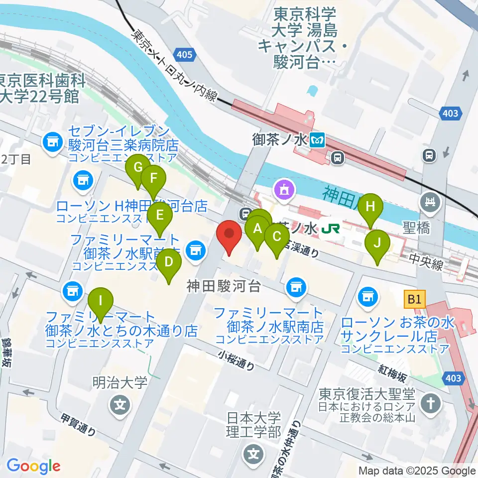 クロサワウインドお茶の水店周辺のカフェ一覧地図