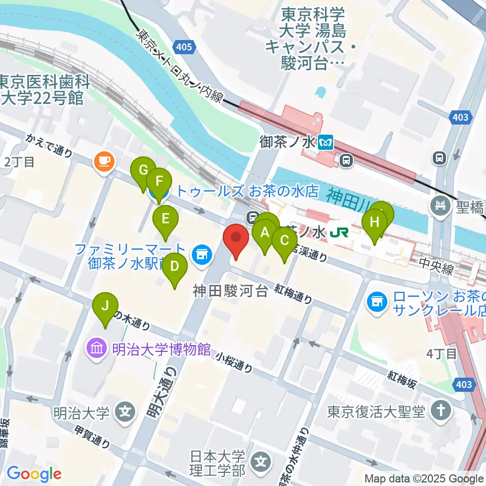 クロサワウインドお茶の水店周辺のカフェ一覧地図