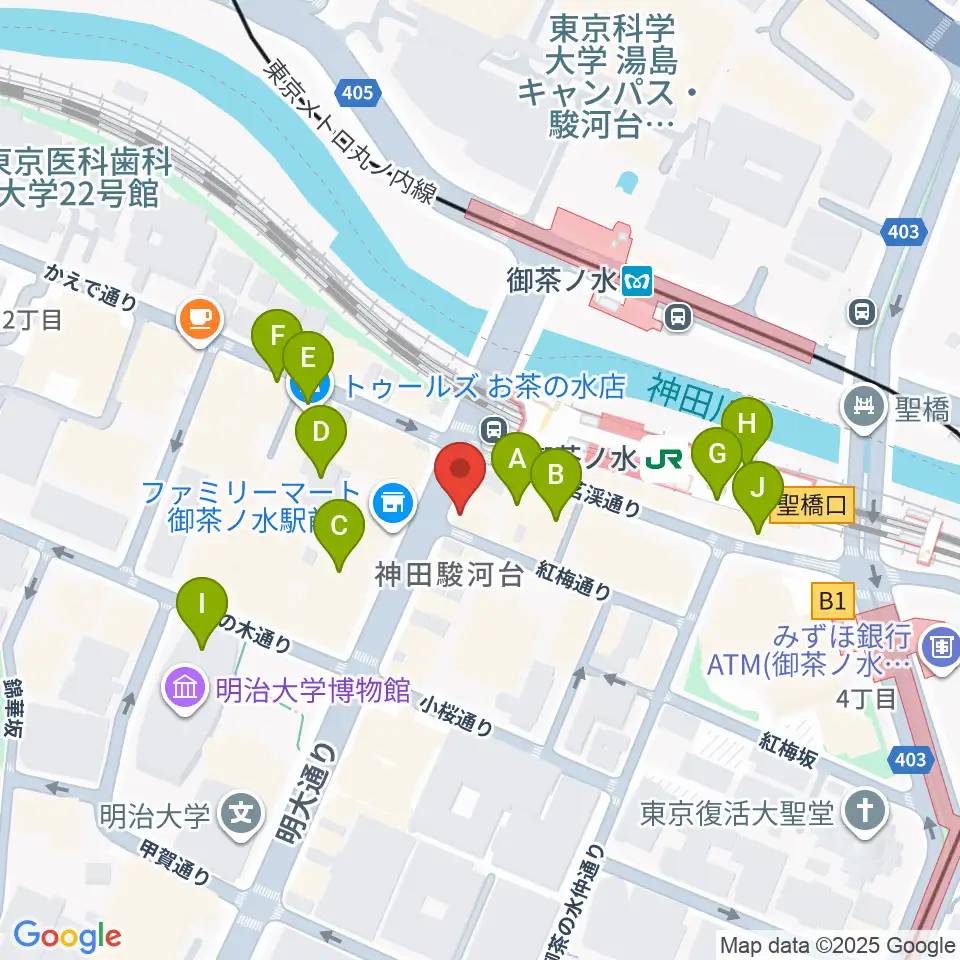 クロサワウインドお茶の水店周辺のカフェ一覧地図