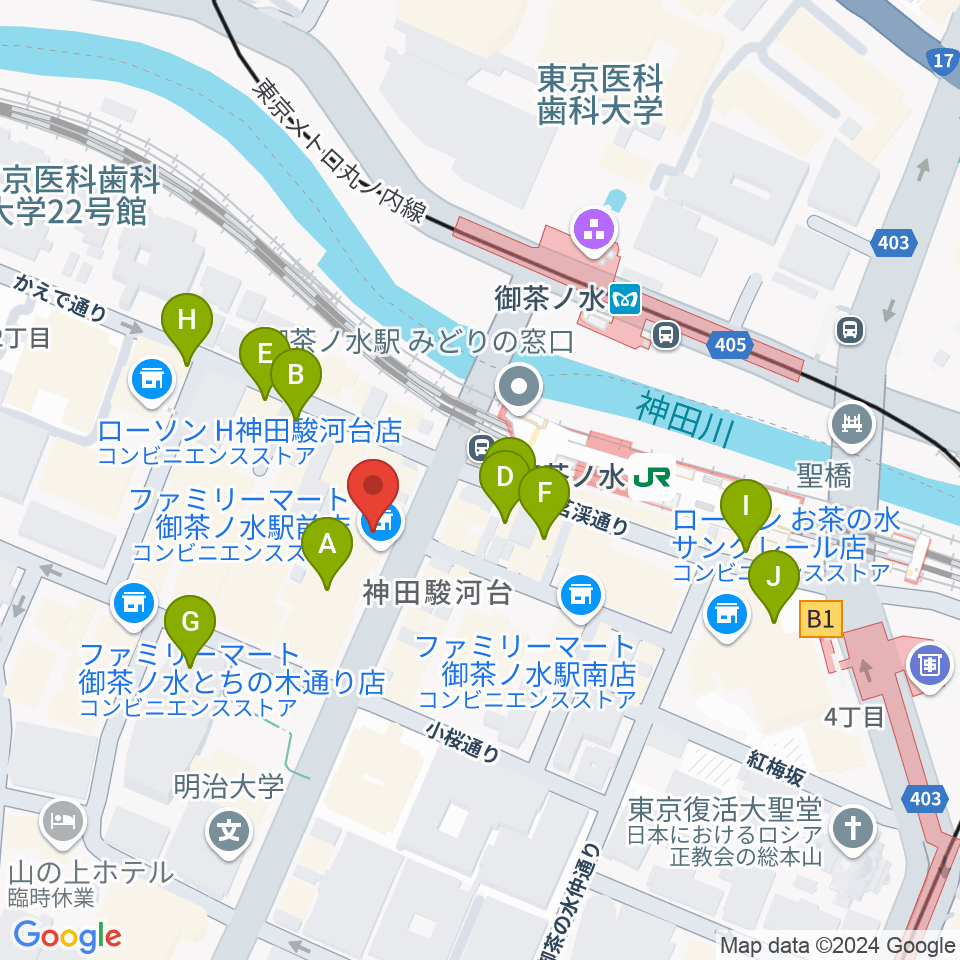 BIGBOSSお茶の水店 別館周辺のカフェ一覧地図