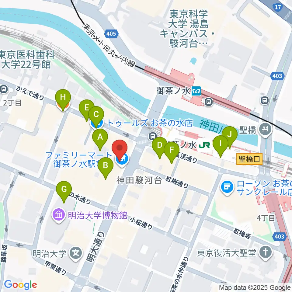 BIGBOSSお茶の水店 別館周辺のカフェ一覧地図