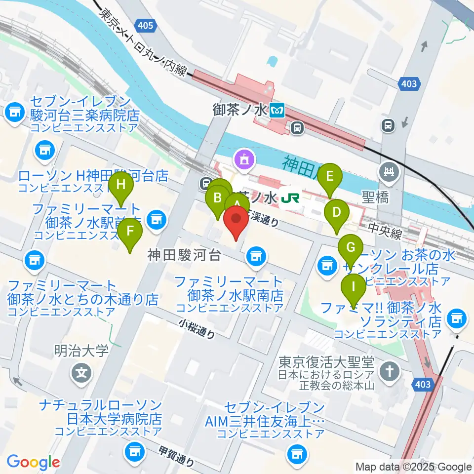 AAAイワタ楽器周辺のカフェ一覧地図