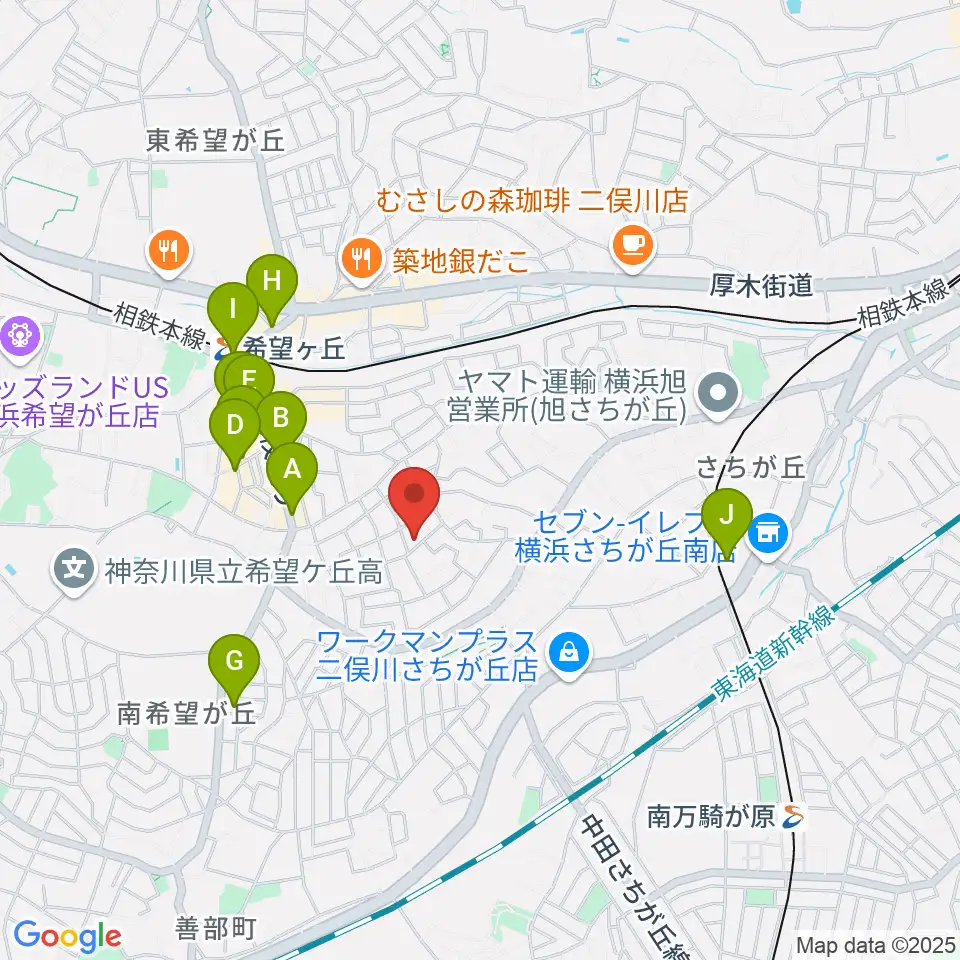 イハラ音楽教室周辺のカフェ一覧地図