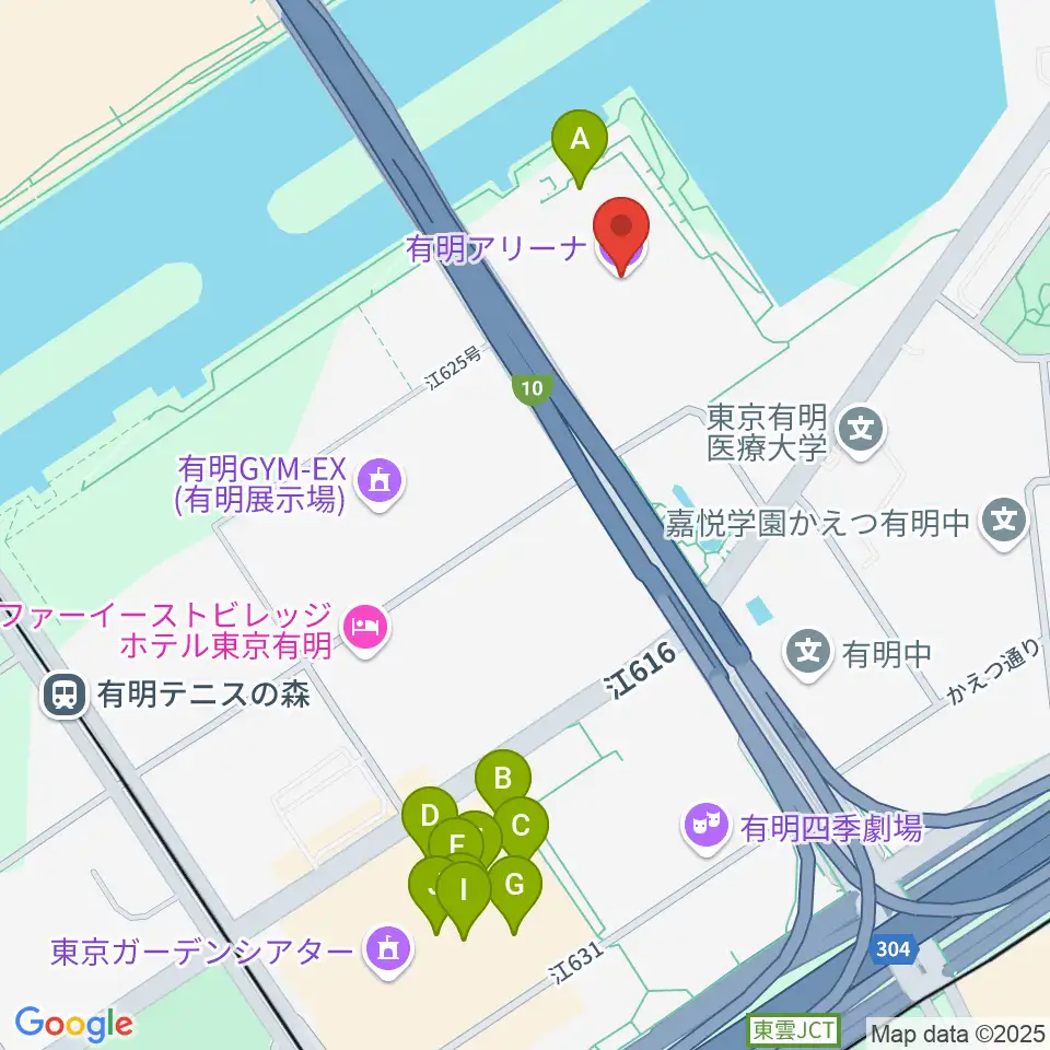 有明アリーナ周辺のカフェ一覧地図