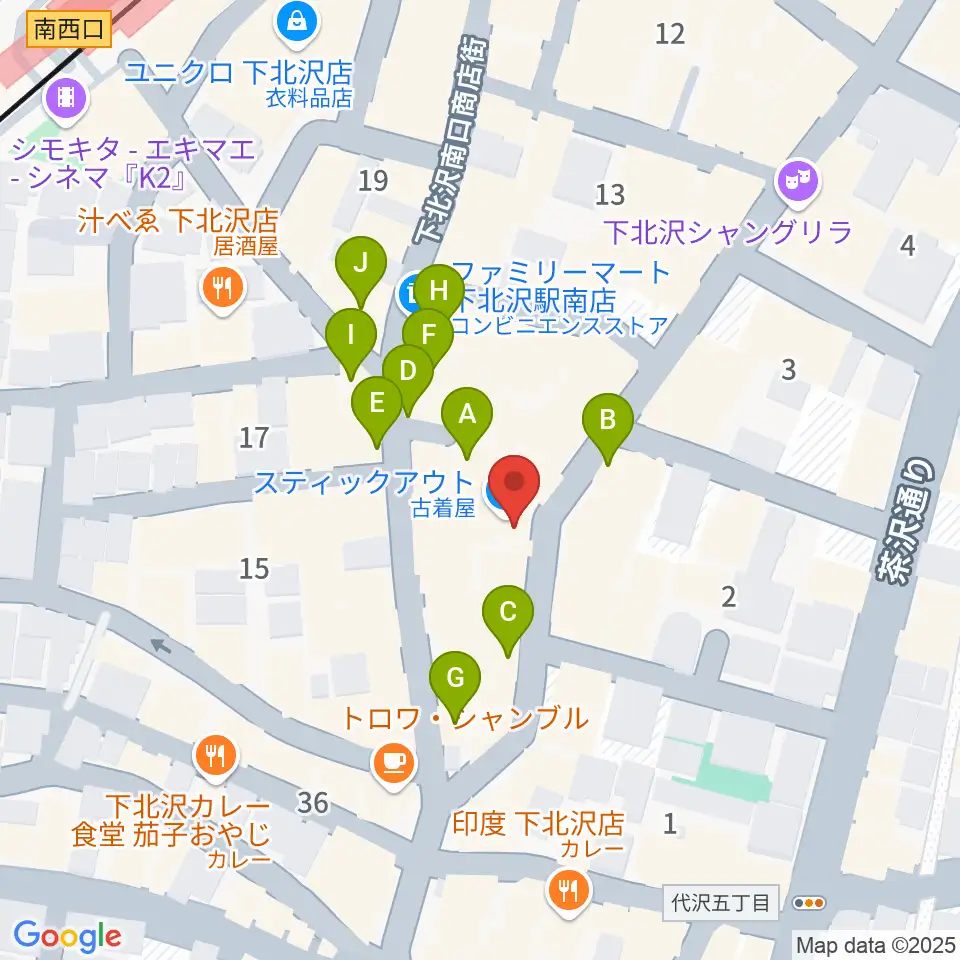 下北沢 近松周辺のカフェ一覧地図