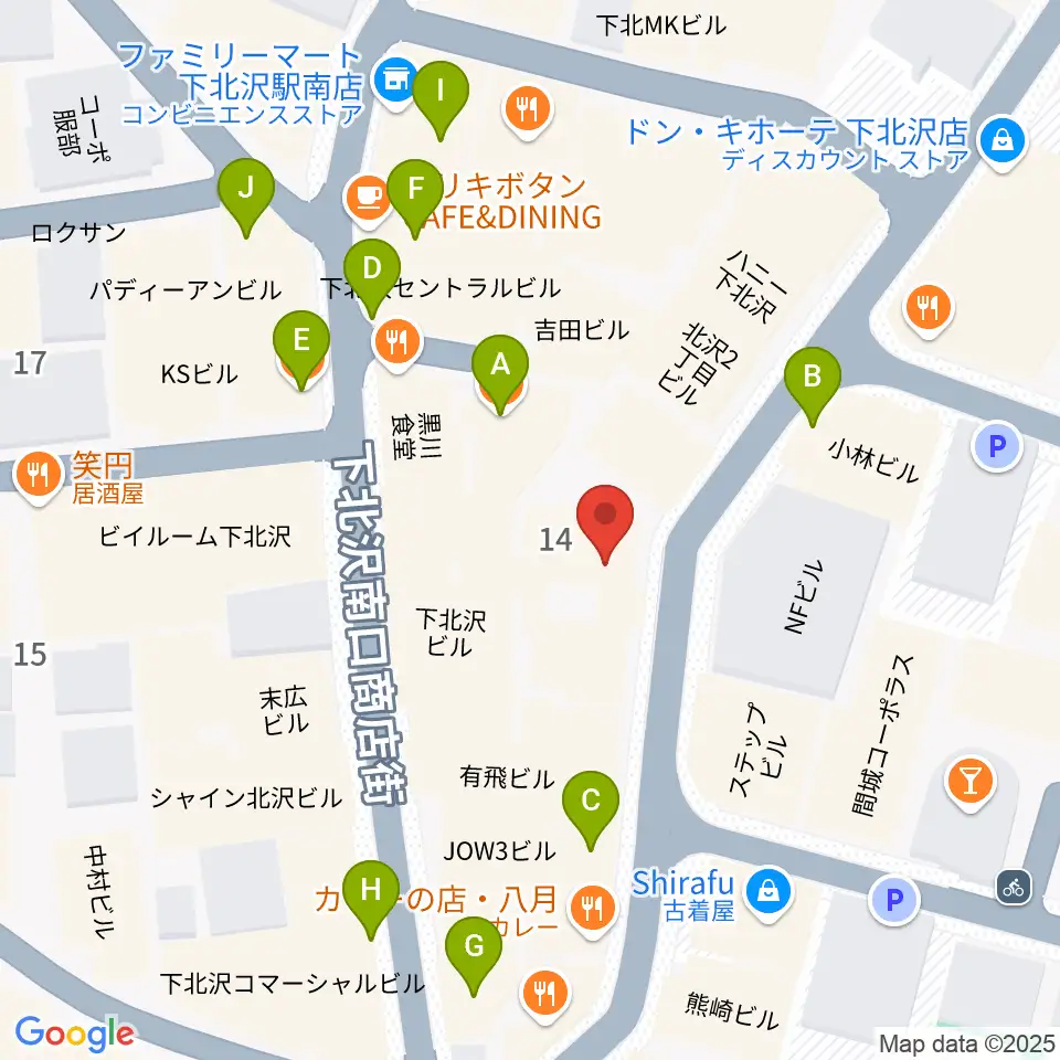 下北沢 近松周辺のカフェ一覧地図