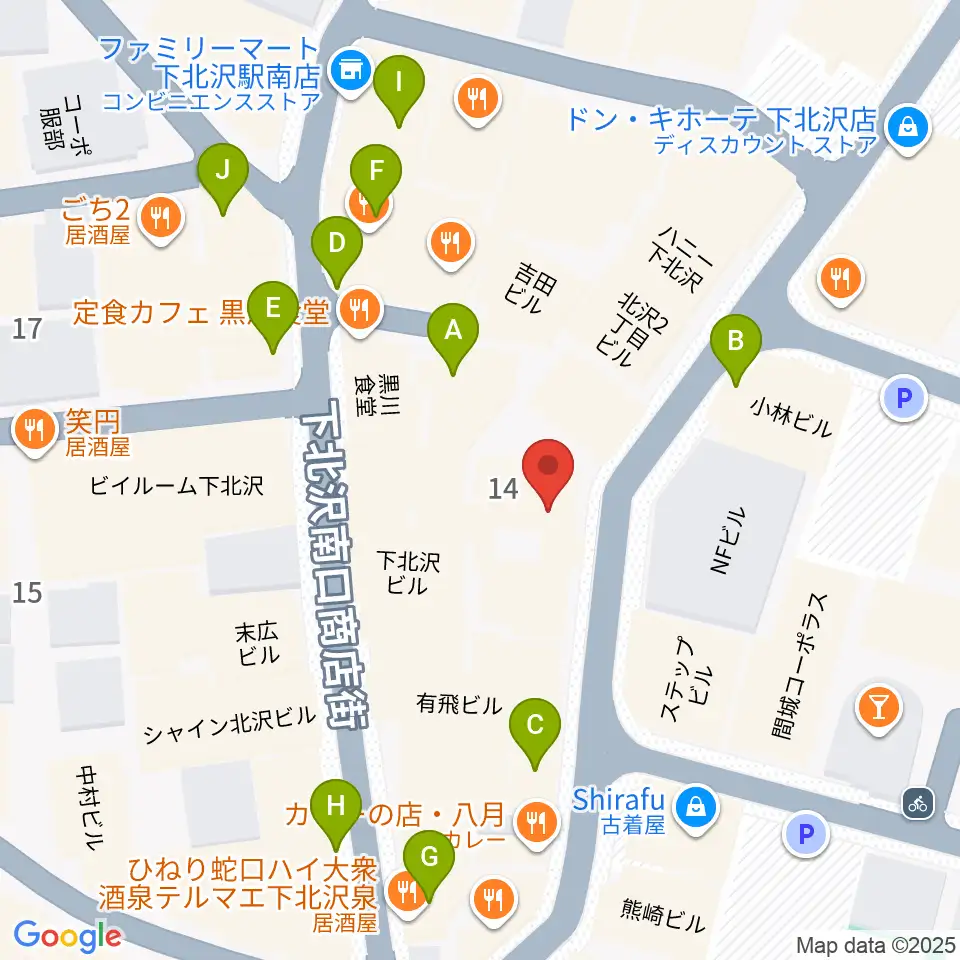 下北沢 近松周辺のカフェ一覧地図